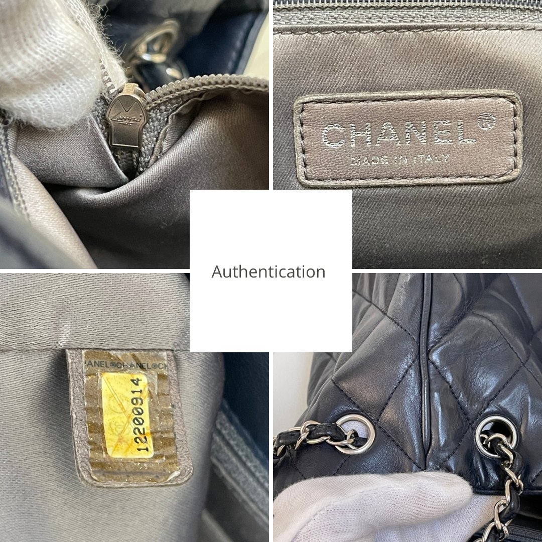Chanel CC Divine Quilted Chain Tote | Series 12 (2008–2009) | Navy Lambskin & SHW