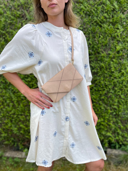 Hermès 1970s Archival Envelope Clutch w/ Strap | Warm Beige Lambskin | Cross-Stitched (Rare Vintage)