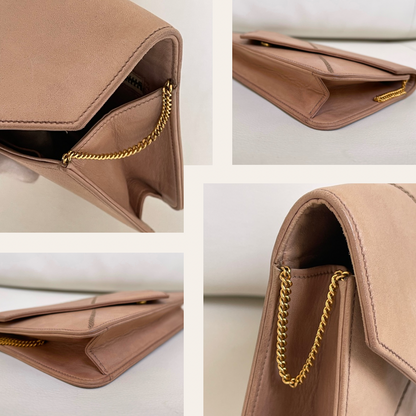 Hermès 1970s Archival Envelope Clutch w/ Strap | Warm Beige Lambskin | Cross-Stitched (Rare Vintage)