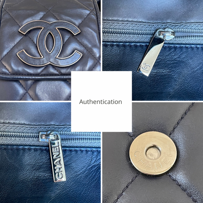 Chanel CC Divine Quilted Chain Tote | Series 12 (2008–2009) | Navy Lambskin & SHW