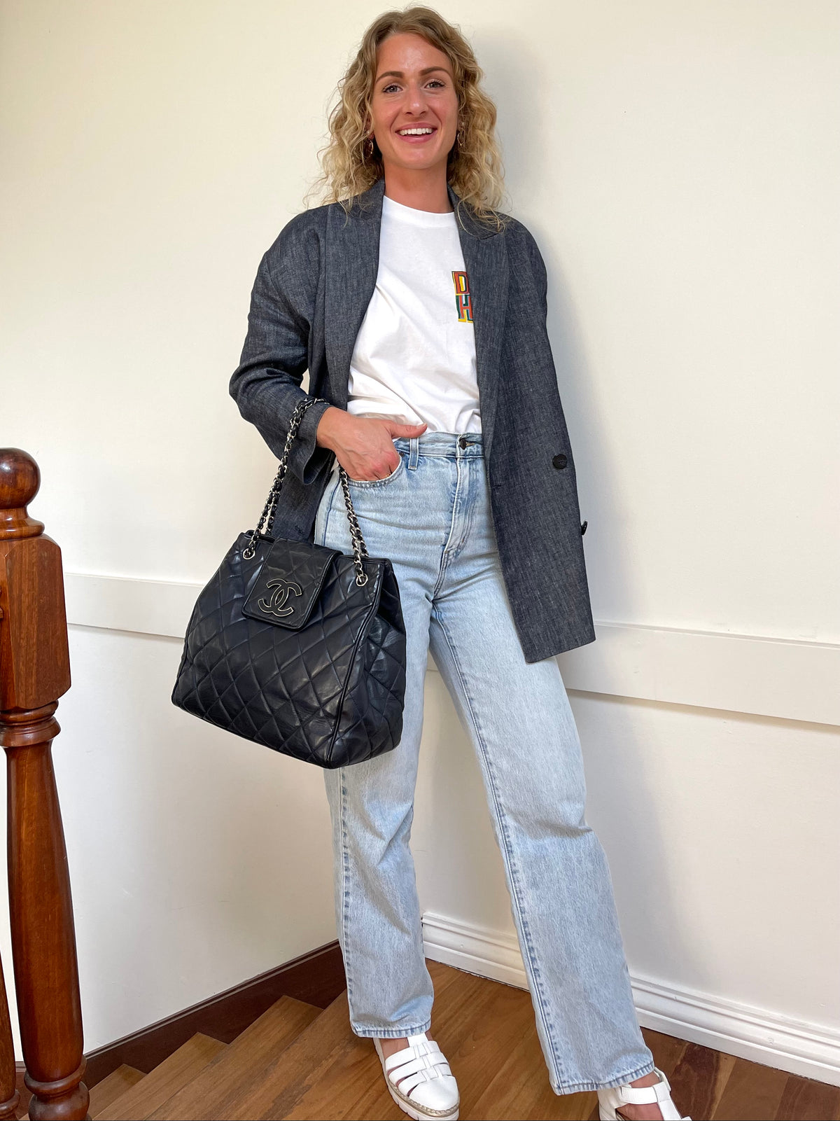 Chanel CC Divine Quilted Chain Tote | Series 12 (2008–2009) | Navy Lambskin & SHW
