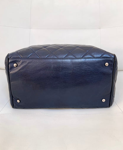 Chanel CC Divine Quilted Chain Tote | Series 12 (2008–2009) | Navy Lambskin & SHW