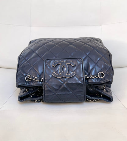 Chanel CC Divine Quilted Chain Tote | Series 12 (2008–2009) | Navy Lambskin & SHW
