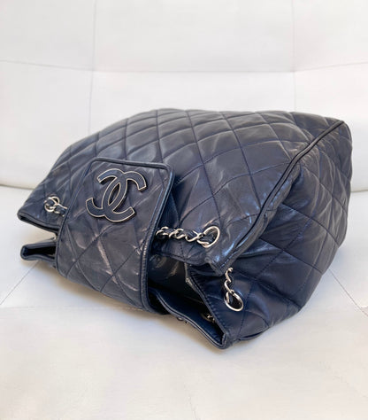 Chanel CC Divine Quilted Chain Tote | Series 12 (2008–2009) | Navy Lambskin & SHW