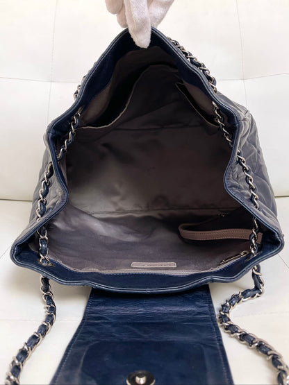 Chanel CC Divine Quilted Chain Tote | Series 12 (2008–2009) | Navy Lambskin & SHW