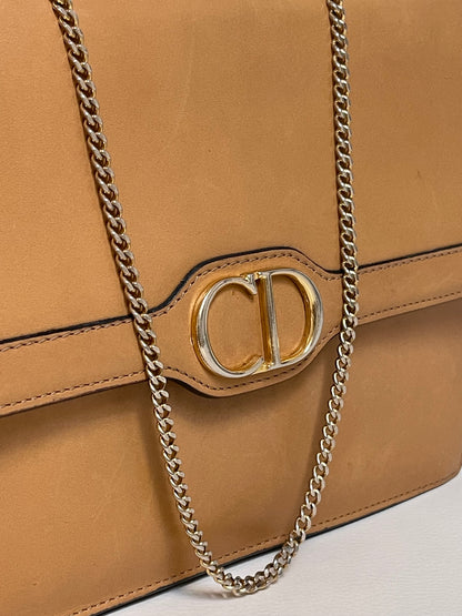 Christian Dior Vintage CD Logo Chain Clutch Caramel Tan Calfskin & Gold-Tone Hardware