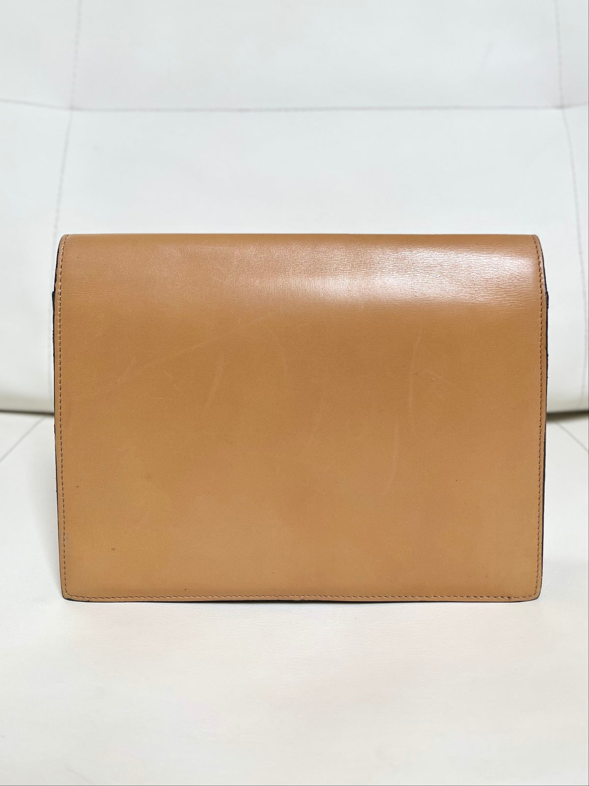 Christian Dior Vintage CD Logo Chain Clutch Caramel Tan Calfskin & Gold-Tone Hardware