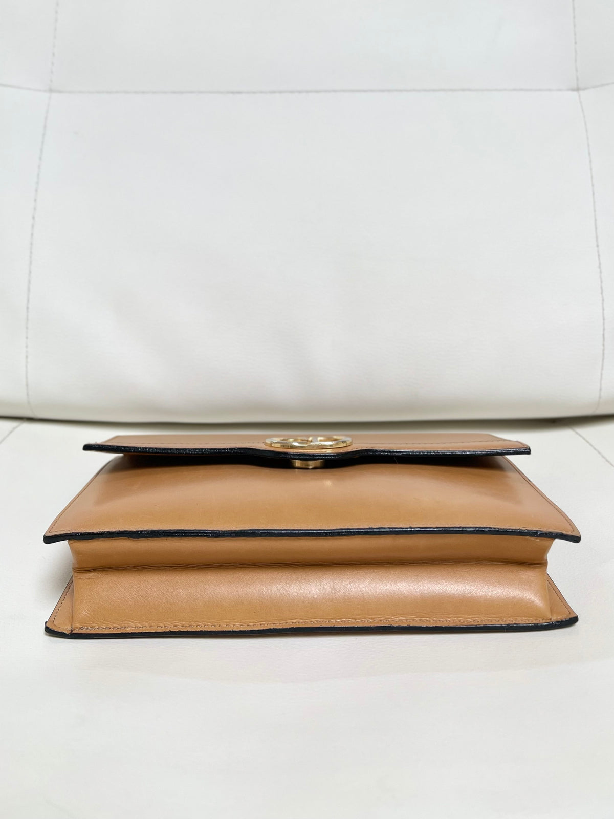 Christian Dior Vintage CD Logo Chain Clutch Caramel Tan Calfskin & Gold-Tone Hardware