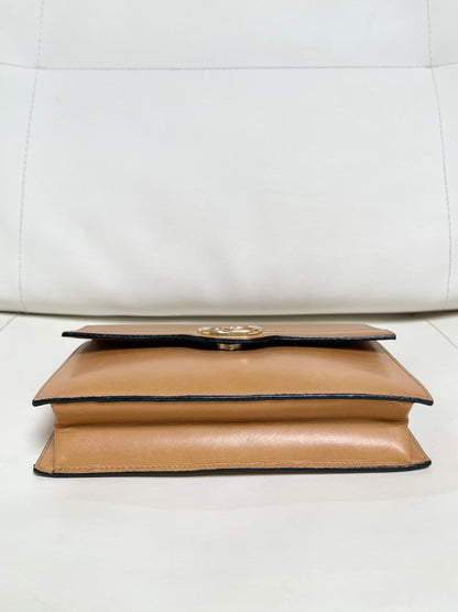 Christian Dior Vintage CD Logo Chain Clutch Caramel Tan Calfskin & Gold-Tone Hardware