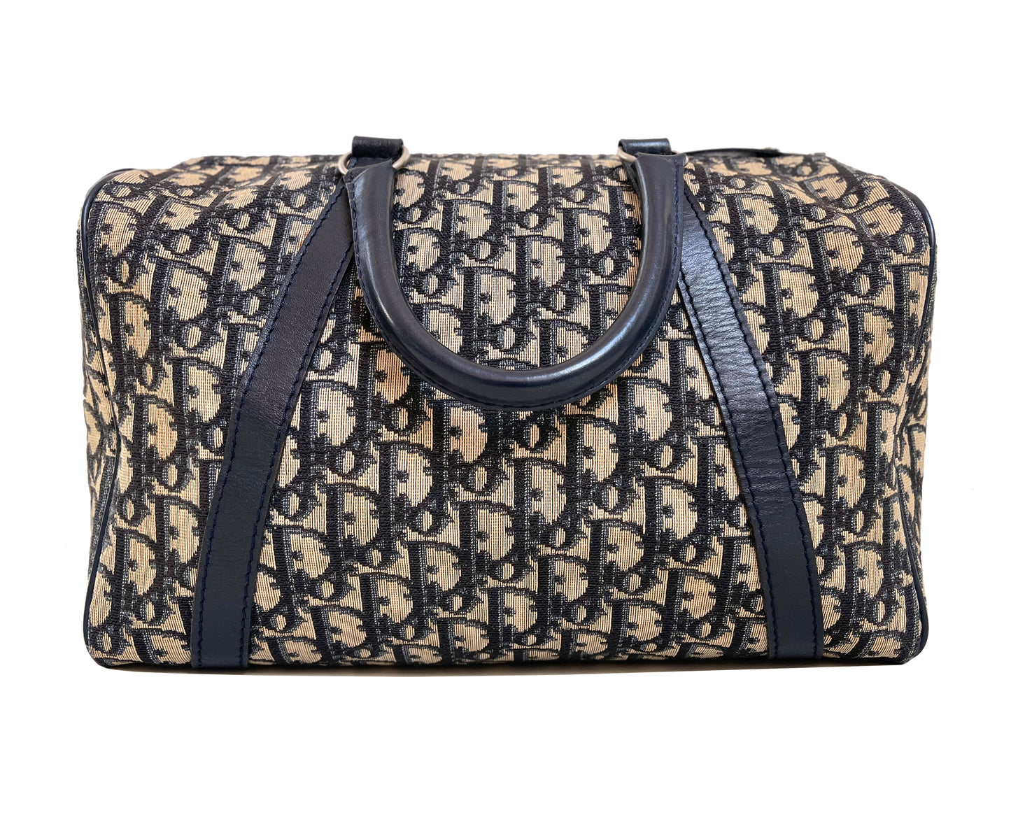 Christian Dior Boston 30 Vintage Navy Oblique Jacquard Bowling Bag Australia