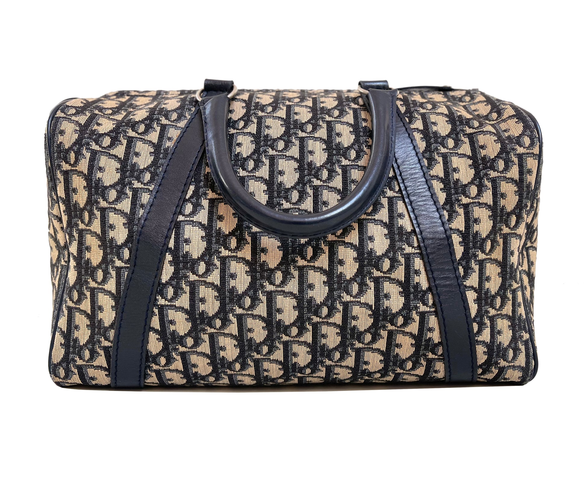 Christian Dior Boston 30 Vintage Navy Oblique Jacquard Bowling Bag Australia