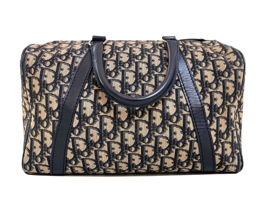 Christian Dior Boston 30 Vintage Navy Oblique Jacquard Bowling Bag Australia