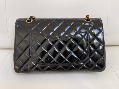 Chanel Classic Timeless Medium Double Flap | Series 3 (1994-1996) | Black Patent Leather & 24-Karat GHW
