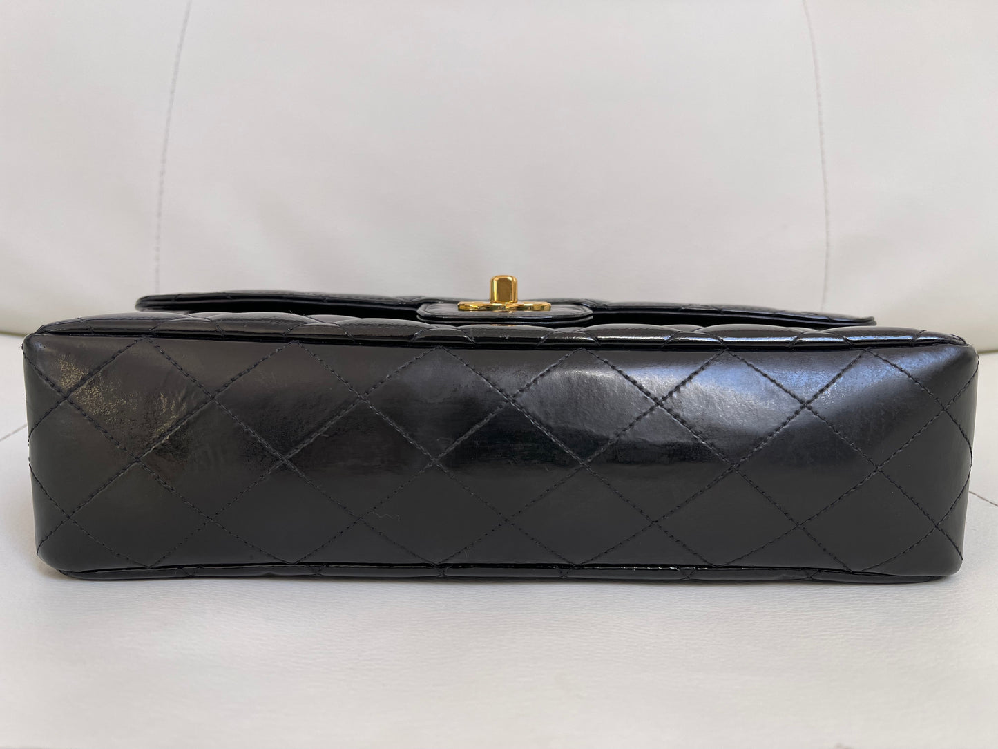 Chanel Classic Timeless Medium Double Flap | Series 3 (1994-1996) | Black Patent Leather & 24-Karat GHW