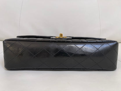 Chanel Classic Timeless Medium Double Flap | Series 3 (1994-1996) | Black Patent Leather & 24-Karat GHW