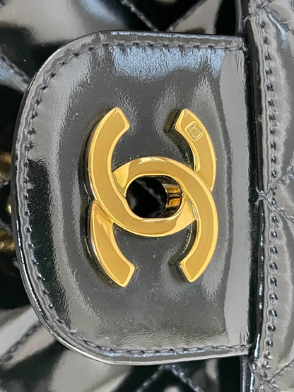 Chanel Classic Timeless Medium Double Flap | Series 3 (1994-1996) | Black Patent Leather & 24-Karat GHW