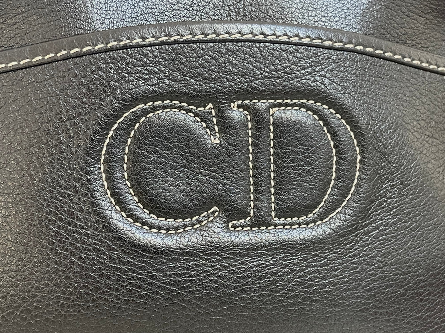 Dior Vintage Crossbody Camera Bag | Black Leather w/ CD embroidered logo