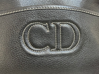 Dior Vintage Crossbody Camera Bag | Black Leather w/ CD embroidered logo
