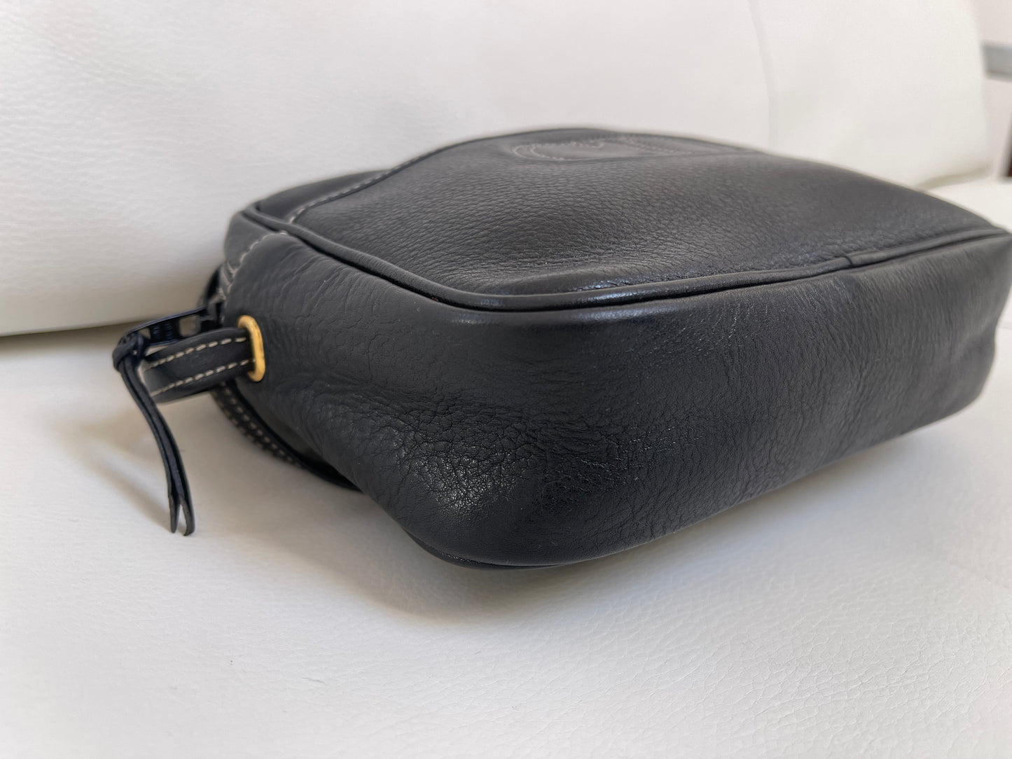 Dior Vintage Crossbody Camera Bag | Black Leather w/ CD embroidered logo