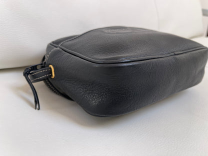 Dior Vintage Crossbody Camera Bag | Black Leather w/ CD embroidered logo