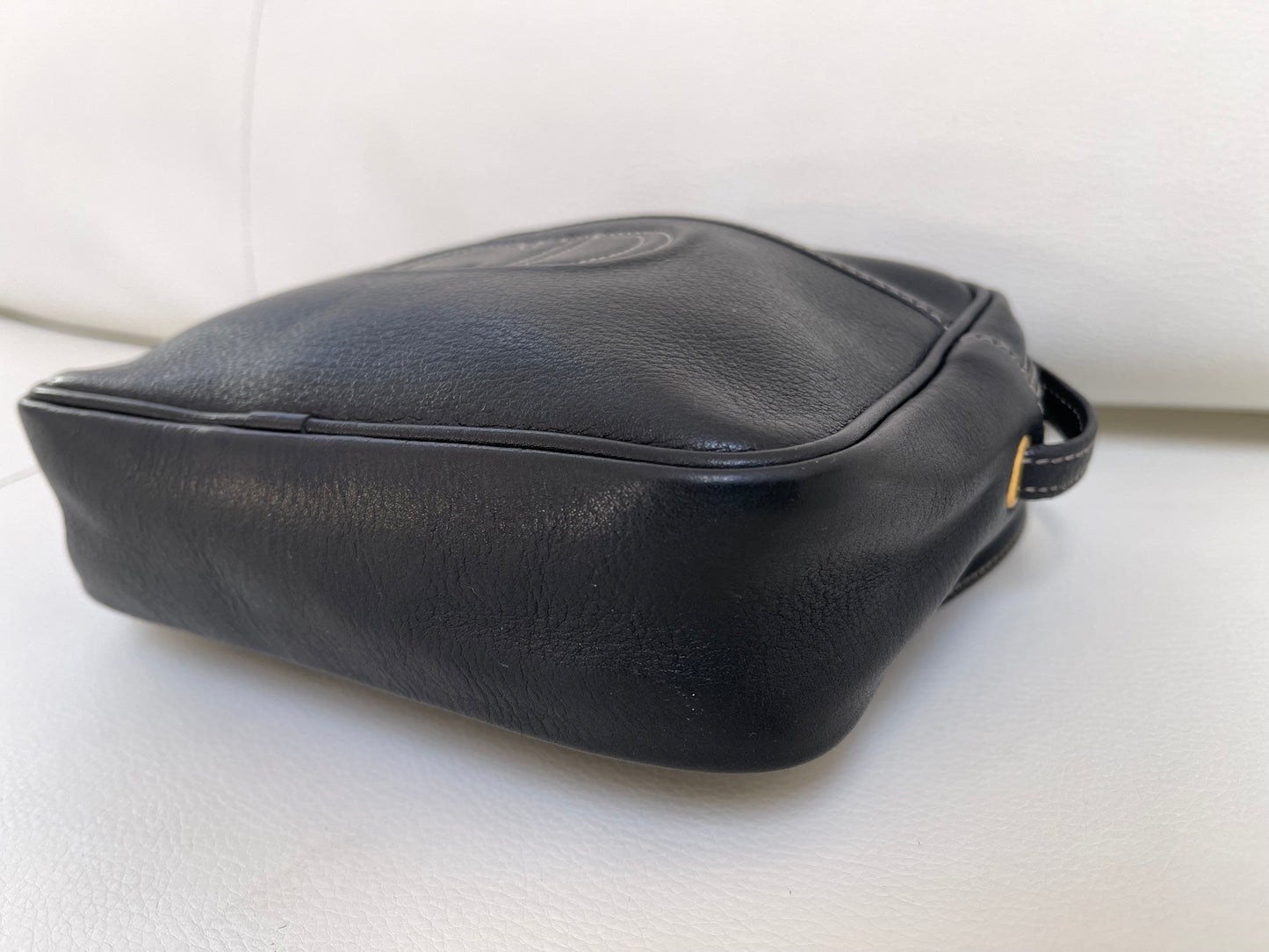 Dior Vintage Crossbody Camera Bag | Black Leather w/ CD embroidered logo