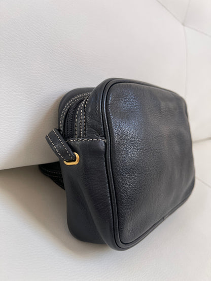 Dior Vintage Crossbody Camera Bag | Black Leather w/ CD embroidered logo