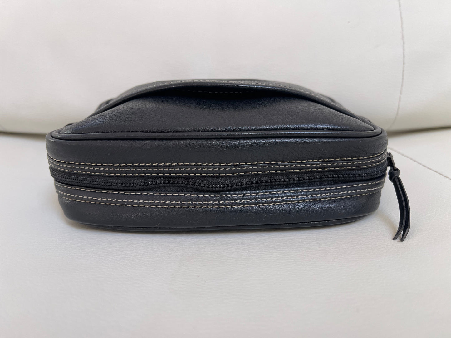 Dior Vintage Crossbody Camera Bag | Black Leather w/ CD embroidered logo