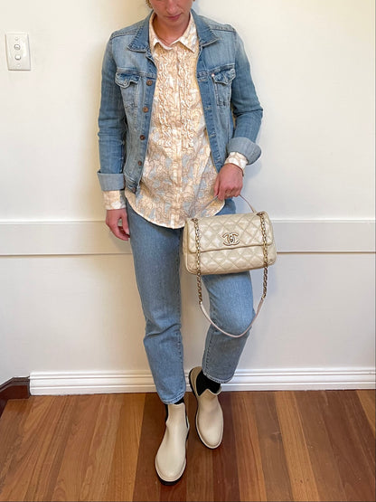 Chanel Ultimate Stitch Retro Flap Bag | Series 15 (2011-2012) | Champagne Beige Quilted Calfskin & GHW