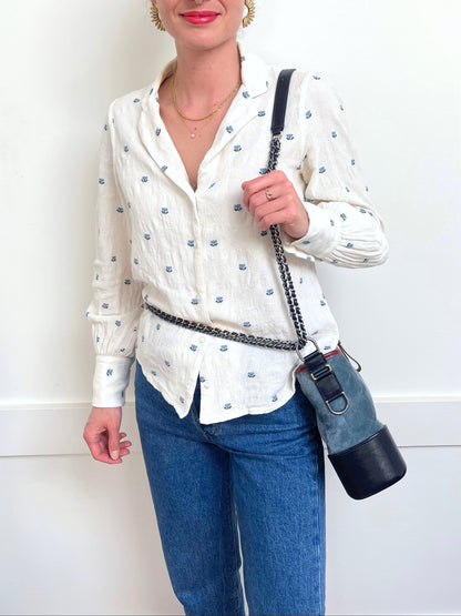 Chanel Gabrielle Hobo Medium | Series 24 (2017-2018) | Blue Suede & Patent Leather with Tricolor Hardware