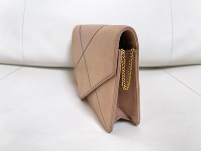 Hermès 1970s Archival Envelope Clutch w/ Strap | Warm Beige Lambskin | Cross-Stitched (Rare Vintage)