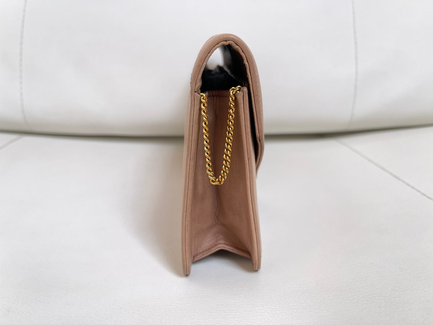 Hermès 1970s Archival Envelope Clutch w/ Strap | Warm Beige Lambskin | Cross-Stitched (Rare Vintage)