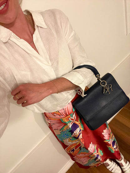 Christian Dior Be Dior Small Flap Bag | Navy Blue Taurillon Leather