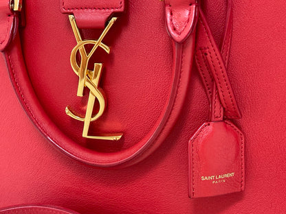 Yves Saint Laurent Baby Cabas Monogram W/ Strap | Red Calfskin Leather & GHW