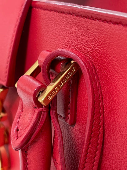 Yves Saint Laurent Baby Cabas Monogram W/ Strap | Red Calfskin Leather & GHW