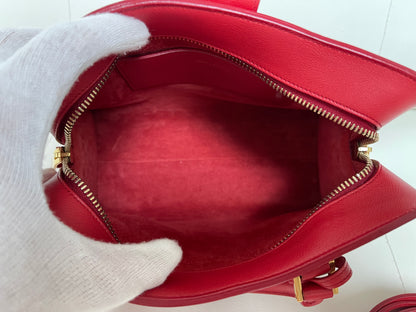 Yves Saint Laurent Baby Cabas Monogram W/ Strap | Red Calfskin Leather & GHW