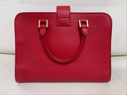 Yves Saint Laurent Baby Cabas Monogram W/ Strap | Red Calfskin Leather & GHW