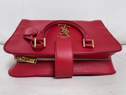Yves Saint Laurent Baby Cabas Monogram W/ Strap | Red Calfskin Leather & GHW