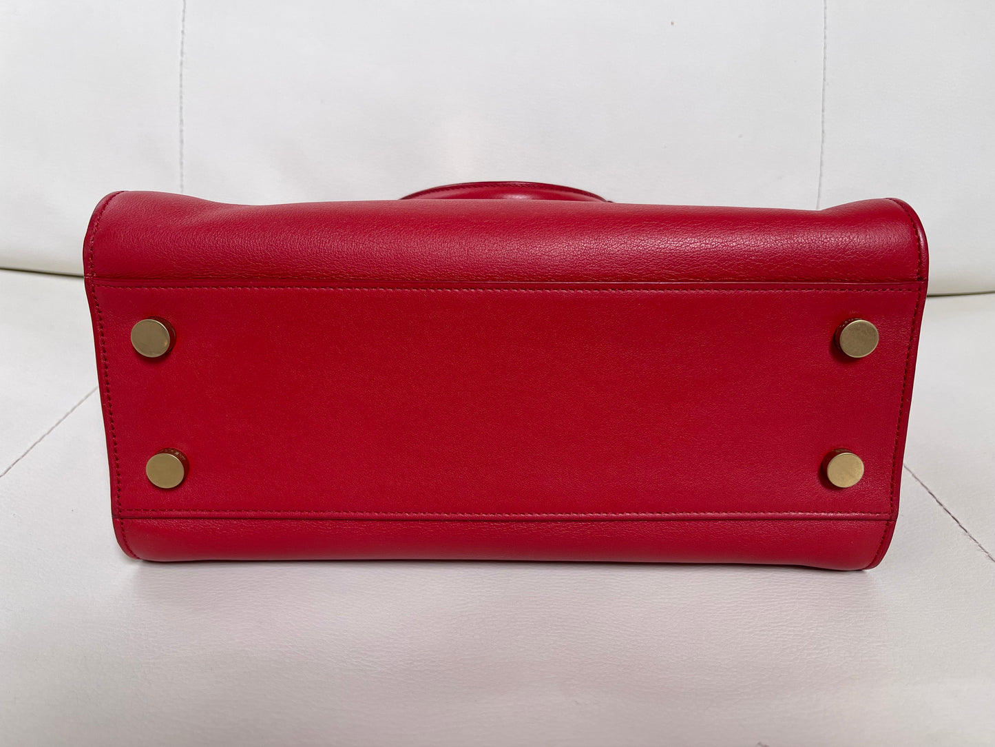 Yves Saint Laurent Baby Cabas Monogram W/ Strap | Red Calfskin Leather & GHW