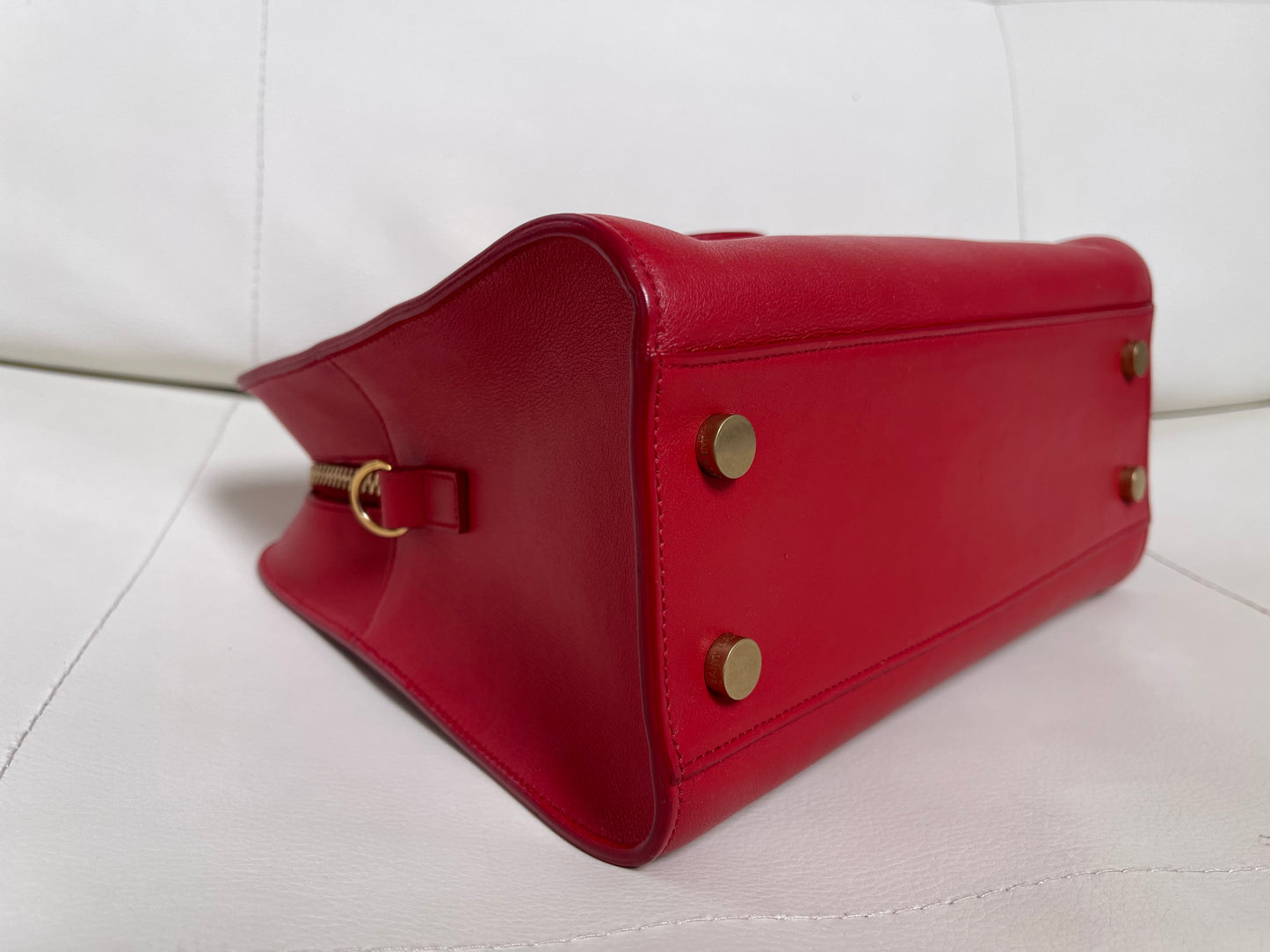 Yves Saint Laurent Baby Cabas Monogram W/ Strap | Red Calfskin Leather & GHW
