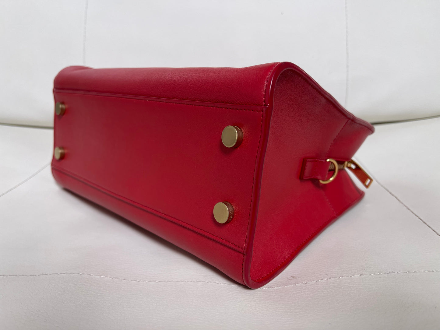 Yves Saint Laurent Baby Cabas Monogram W/ Strap | Red Calfskin Leather & GHW