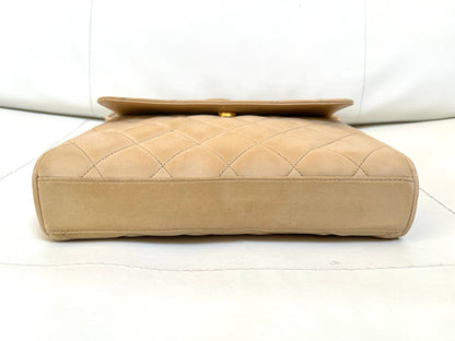 Chanel Quilted Classic Camera Single Flap Bag | Series 2 (1991-1994) | Sand Beige Lambskin