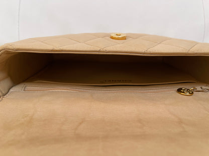 Chanel Quilted Classic Camera Single Flap Bag | Series 2 (1991-1994) | Sand Beige Lambskin