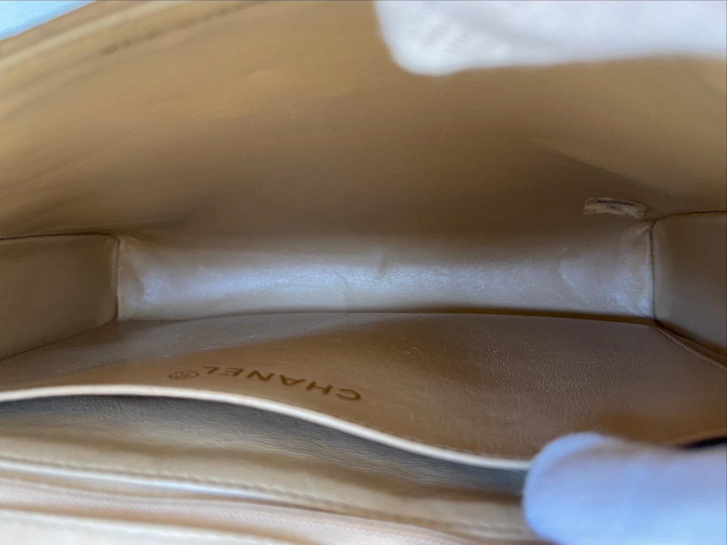 Chanel Quilted Classic Camera Single Flap Bag | Series 2 (1991-1994) | Sand Beige Lambskin