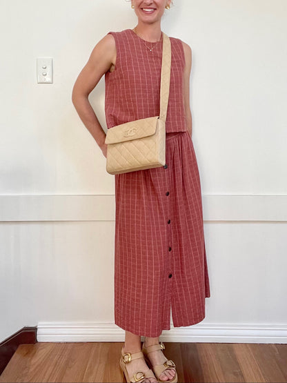 Chanel Quilted Classic Camera Single Flap Bag | Series 2 (1991-1994) | Sand Beige Lambskin