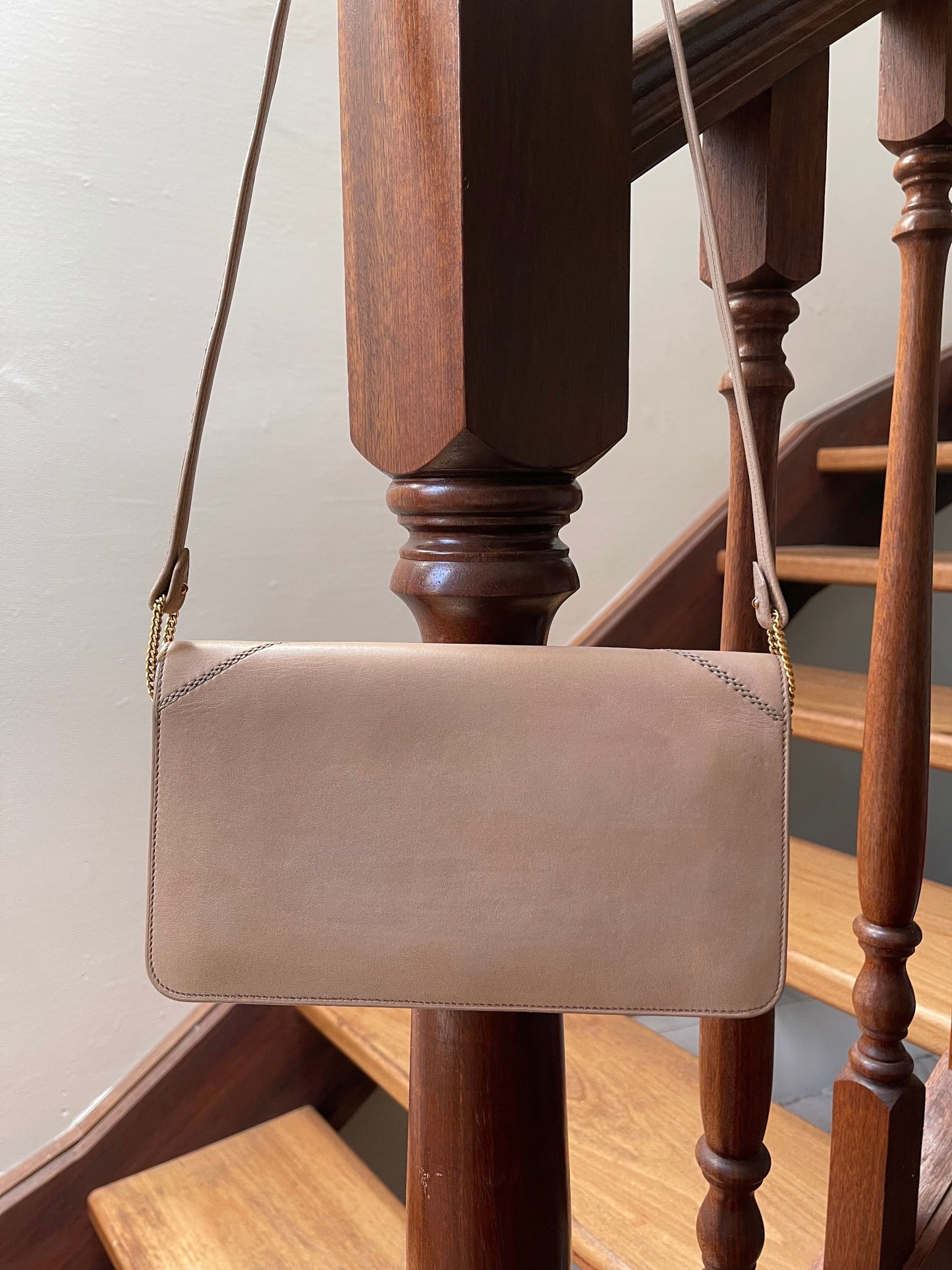 Hermès 1970s Archival Envelope Clutch w/ Strap | Warm Beige Lambskin | Cross-Stitched (Rare Vintage)