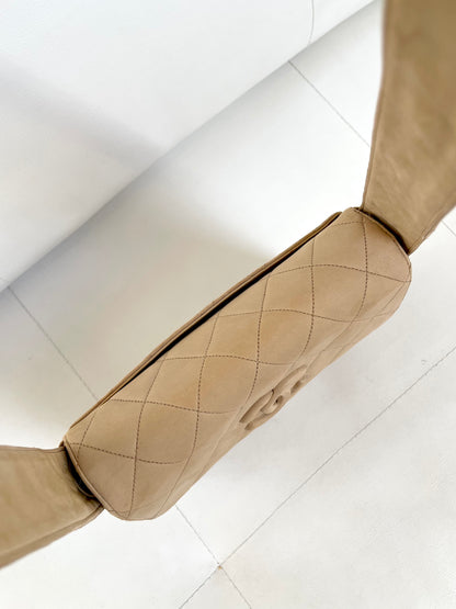 Chanel Quilted Classic Camera Single Flap Bag | Series 2 (1991-1994) | Sand Beige Lambskin