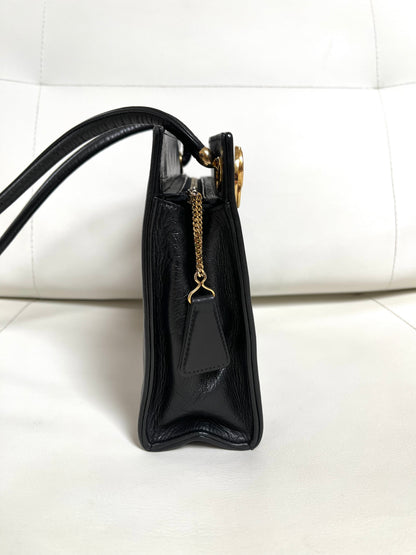 Chanel Chevron (V-Stitch) Quilted CC medallion Zip Bag | Series 18 (2013-2014) | Black Lambskin & GHW