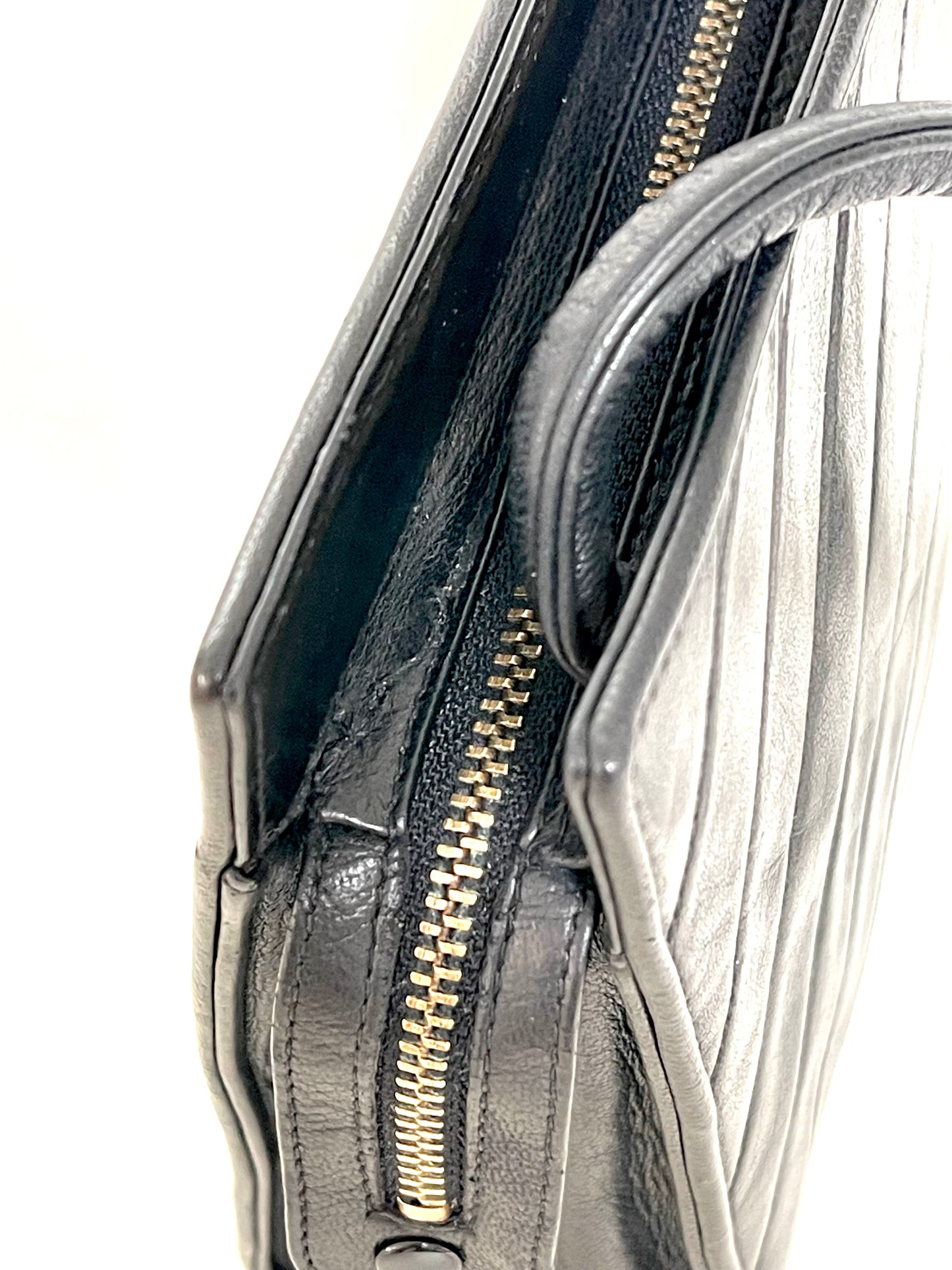 Chanel Chevron (V-Stitch) Quilted CC medallion Zip Bag | Series 18 (2013-2014) | Black Lambskin & GHW