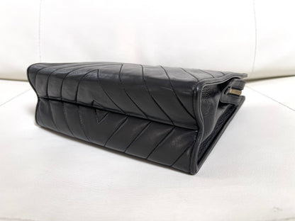 Chanel Chevron (V-Stitch) Quilted CC medallion Zip Bag | Series 18 (2013-2014) | Black Lambskin & GHW