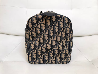 Christian Dior Boston 30 Vintage Oblique Jacquard Navy Bowling Bag